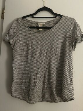 Basic Editions Black and White Striped Short Sleeve Tee